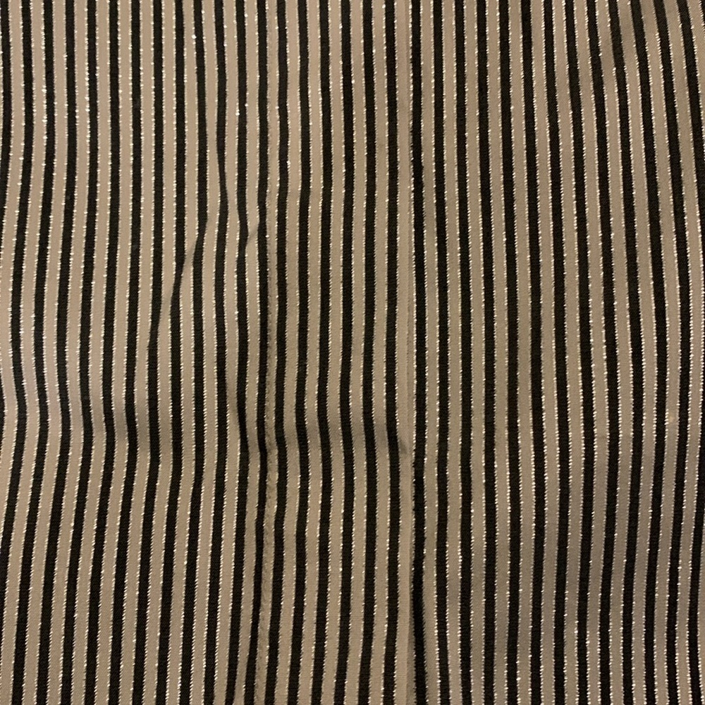 LAFAYETTE 148 NY Stripe Shimmer Button Down Long Sleeve Blouse Black Beige SZ 10 - Picture 5 of 16